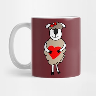 Romantic sheep with a bow and a heart. Mug